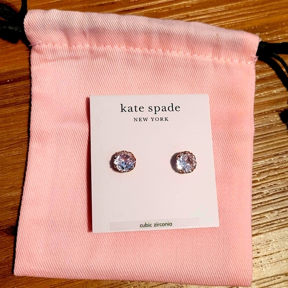 NWT Kate Spade Goldtoned Crystal Cubic Zirconia Earrings with dust bag - Picture 3 of 6